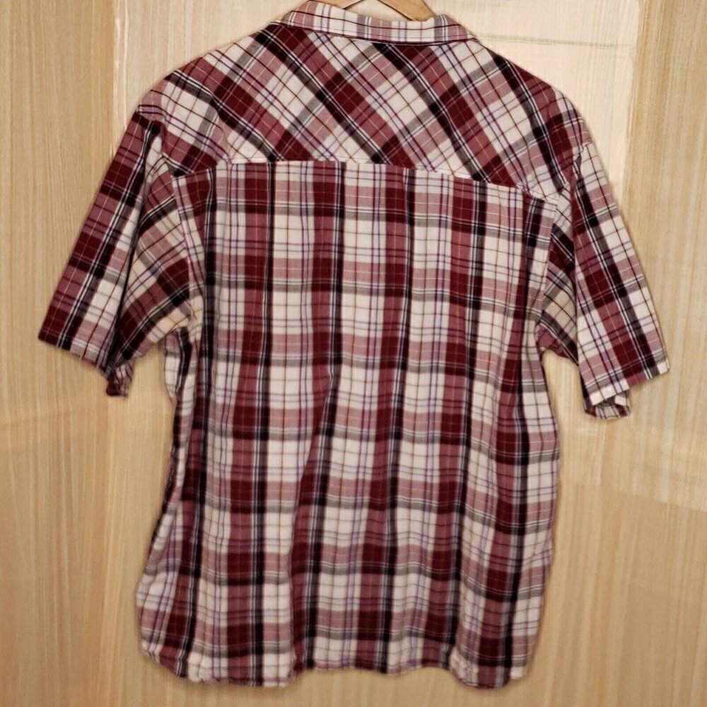Irreverent Mens Red Plaid Short Sleeve Button Down Shirt XXL - Picture 2 of 7
